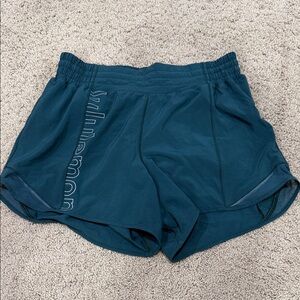 Lululemon Graphic Hotty Hot lined Shorts - size 8 Storm Teal